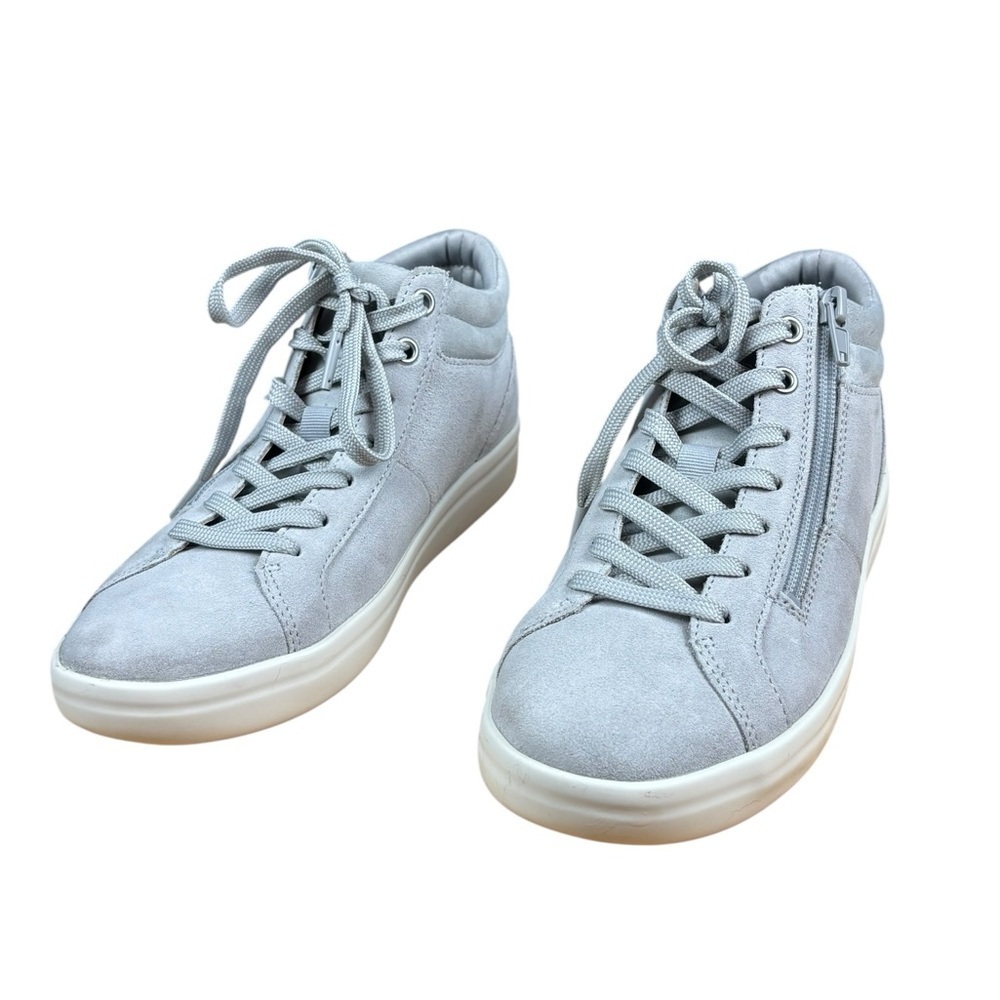 EUC Vionic Rosemont Gray Suede side zip High-Top Sneakers Sz 7